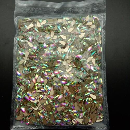 Wholesale 1440pcs/pack Nails Art Rhinestone Flat Shape Water Drop Colorful Stones For 3D Nail Art Decoration Design