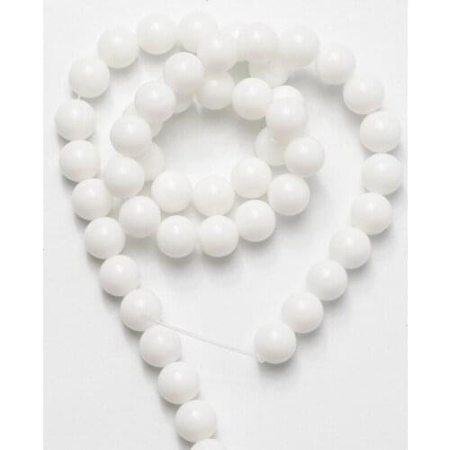 Wholesale Smooth Porcelain White Blass Beads Natural Stone Round Loose Beads 4 6 8 10 12mm DIY Making Bracelet Necklace Jewelry