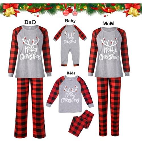 Family Matching Pajamas Christmas Fashion Family Clothes Matching Outfits Cartoons Top + Pants Family Christmas Pajamas Suits