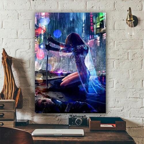 Cyberpunks Poster On The Wall Gaming Room Decor Play Station Canvas Picture for Living Room Frameless Prints On Loft Interior