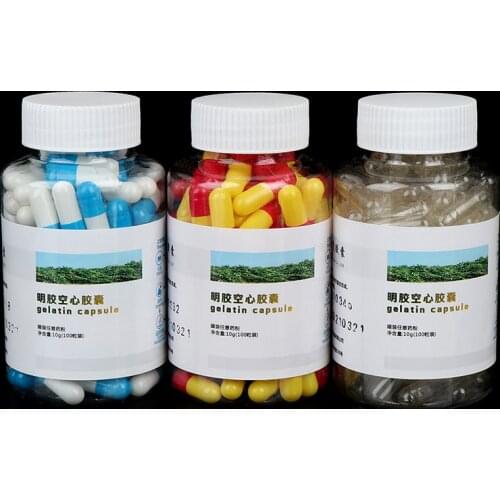 100Pcs/Bottle Empty Vacant Hard Gelatin Capsule Size 0# Gel Pill Vitamins Case