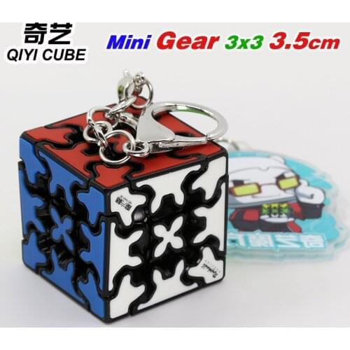 QiYi XMD Mini Gear Cube 3x3x3 35mm KeyChain 3x3 3.5cm Key Ring Twist Wisdom Puzzle Toys Game