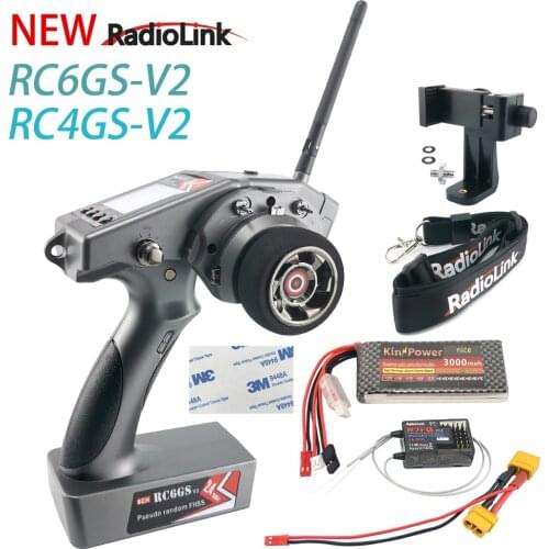 Radiolink RC6GS V2 2.4G 6 Channel Radio Transmitter with RC4G Receiver Gyro Telemetry Included Remote Controller for RC Car Boat
