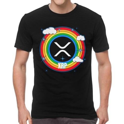 Ripple XRP Cryptocurrency Rainbow T-Shirts Men Graphic T Shirt Short Sleeve Bitcoin Crypto Tshirts Cotton Tee Top Clothing