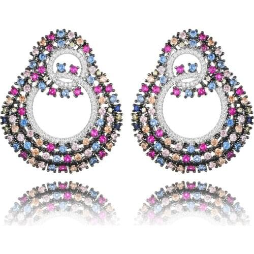 Luxury Shiny Drops Dangle Earrings Trendy Cubic Zircon Wedding Engagement Party Indian gold earrings for women indian earrings