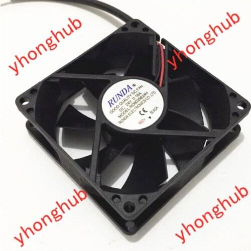 RUNDA RD8025B24H DC 24V 0.18A 80x80x25mm 2-Wire Server Square Fan