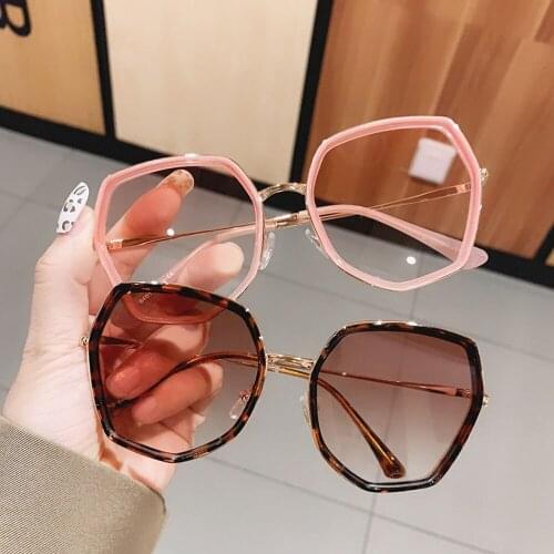 New Fashion Polygon Gradient Women Sunglasses Vintage Irregular Big Frame Eyewear Trending Ladies Shades Pink Sun Glasses 2021