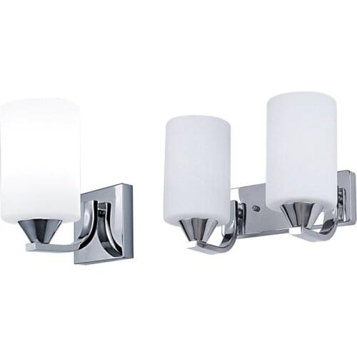 2x Modern Glass Led Light Wall Sconce Lamp Lighting Fixture Indoor Bedroom Decor,Single/Double Head Without Switch White