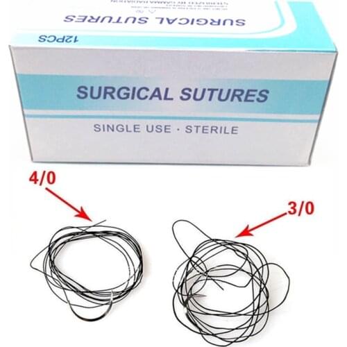 Dental Surgical 4/0 & 3/0 Suture Silk Braided Non Absorbable Suture 75cm