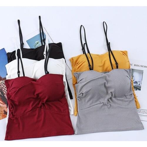 Thin Shoulder Strap Camisole Knit Vest Women Korean Version of Solid Color Sexy Slim Strap Vests Thread Non Steel Ring Underwear
