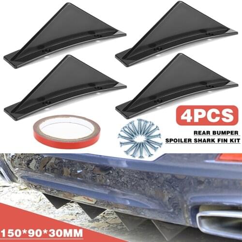 Universal 4pcs Car SUV Back Rear Bumper Diffuser Shark Fin Kit Spoiler Lip Wing Splitter DIY Moulding