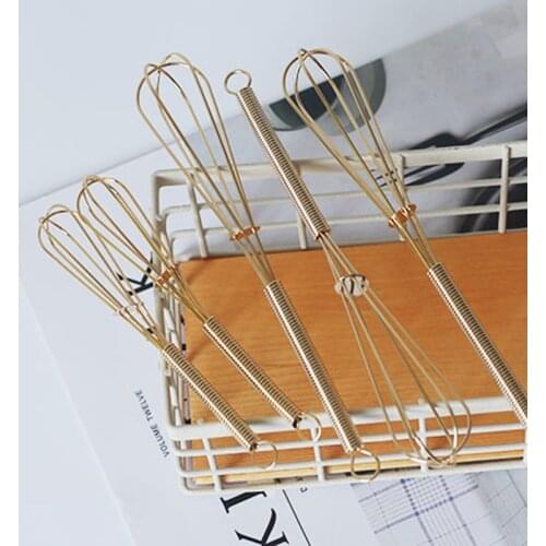 Stainless Steel Mini Size Egg Beater Hand Whisk Gold Multifunctional Mixer Baking Cake Tool