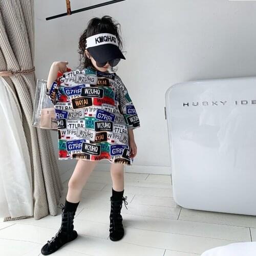 Spring Summer girls sweatshirt baby pullover kids long tops children streetwear clothes brand colored letter print 3 to 9 yrs