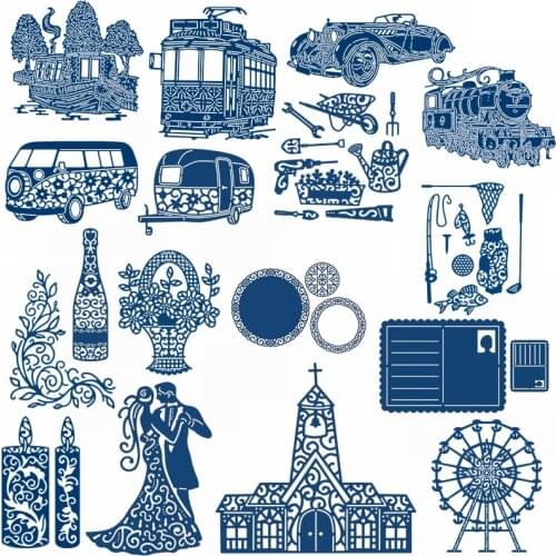 Cutting Dies Romantic Church Couples Flower Basket Mixed Vehicle Craft Scrapbooking DIY For Card Album Making New Dies 2019