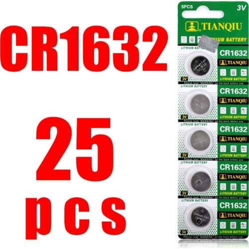 YCDC 25Pcs CR1632 LM1632 BR1632 KCR1632 3V Watch Button Coin Cells Lithium Battery cr1632 CR 1632 Disposable Battery