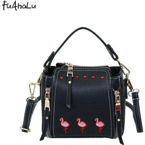 FuAhaLu Embroidery Ducks Handbags Womens Fashion Simple Parcels New Wild Shoulder Messenger Bag