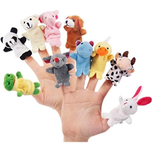 10Pcs Biological Animal Finger Puppet Plush Toys Child Baby Favor Dolls Tell Story Props Cute Cartoon Animal Doll Kids Toys