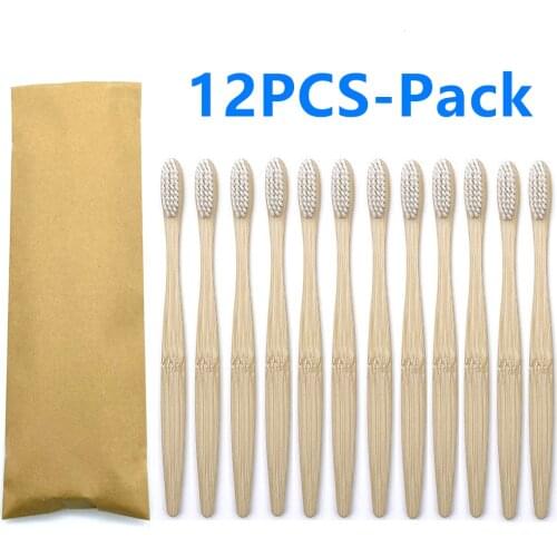 12PCS mixed color bamboo toothbrush Eco Friendly wooden Tooth Brush Soft bristle Tip Charcoal adults oral care toothbrush