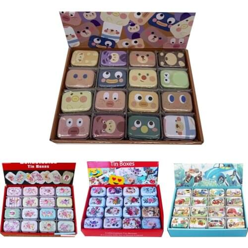 12Pieces/Lot Mini Rectangular Tin Box With Lid Portable Pill Candy Box Mask Case Desk Small Things Storage Box Make Up Organizer