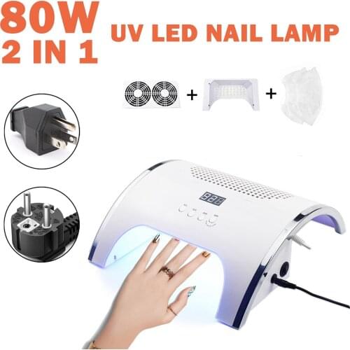 2 In 1 Nail Lamp Nail Dust Collector 80W 36 LEDs Manicure Nail Dryer Vacuum Cleaner with 2 Powerful Fans Art Salon Tools