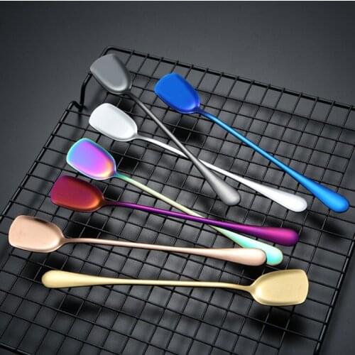 2018 New 100pcs Creative polychromatic stainless steel coffee stir spoon series bar ice spoon