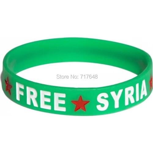 300PCS Syria Green color wristband silicone bracelets free shipping by FEDEX