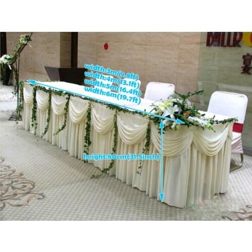 13.1ft(W)*31.5"(H) white luxury Tablecloth wedding table skirt banquet table skirt with swag table cover wedding table swag