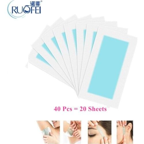 40pcs=20sheets Professional Summer Hair Removal Double Sided Cold Wax Strips Paper For Leg Body Face Epilator Set