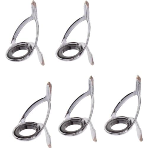 5pc 8# Telescopic Sea Fishing Rod Guides Ring Repair Kit Ceramic Ring Stainless Steel Frame Casting Fishing Accessories Tackles