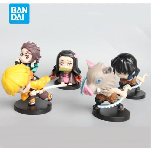 5PCS Demon Slayer Kimetsu No Yaiba Qposket Figures Anime Action Model Figurals Kawaii Toys Mini Q Posket Cartoon Kids Xmas Gift