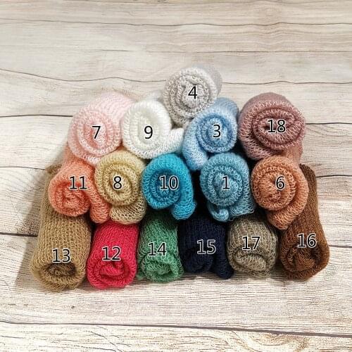 5pcs/lot Mix color Soft Knit Mohair Baby Wraps (60*40cm) Newborn Baby Photography Wraps Baby Shower Gift