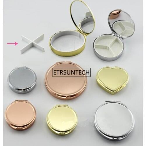 50pcs PortableMetal Round Pill Box Holder Medicine Tablet Capsule Box Container Storage Travel F3680