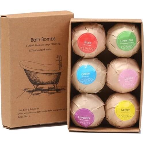 6pcs Bath Bomb Skin Whitening Bath Salt Body Moisturizing Bath Bombs Ball Natural Bubble Bath Salt Ball Gift Set Spa