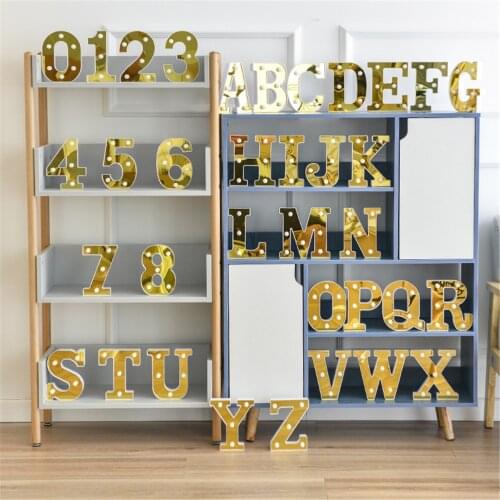 A-Z Led English Letters Luminous Night Light 16cm Mirror Lamp Alphabet Numbers Lamps Romantic Wedding Valentines Day Decor