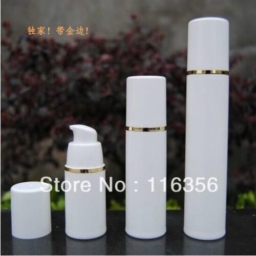 30 ML white airless vacuum pump lotion bottle with gold line used for Cosmetic Package