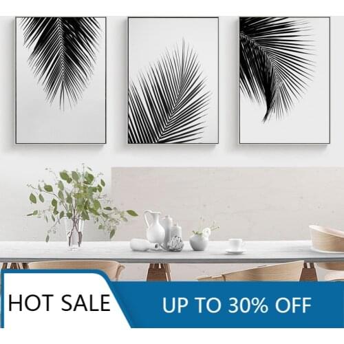 Black White Gray Palm Tree Leaves Wall Art Canvas Painting Posters Prints Minimalist Wall Decor Nordic Aesthetic Home Decoration