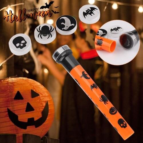 Kids Cartoon Projector Flashlight Novelty Pumpkin LED Toys Halloween 5 Pumpkin Lenses Party Lamp Toys Different Luminous Toy