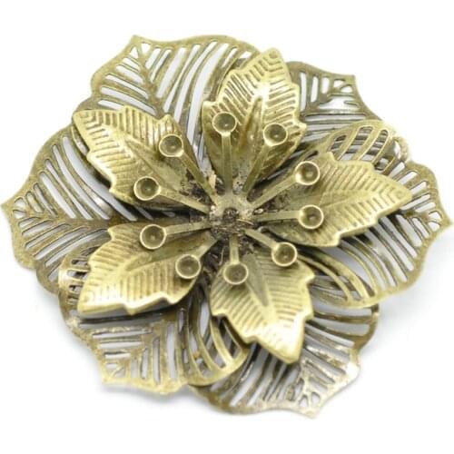 DoreenBeads 10 Antique Bronze Filigree Flower Embellishments Findings 5.5x4.8cm(can hold SS10 rhinestone) (B18567), yiwu