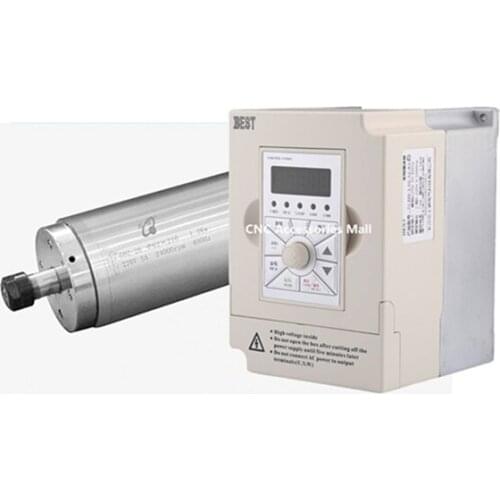 1.2kw 24000rpm water cooled spindle motor ER11 D62mm AC220V with 4 bearings for CNC metal engraving & 1.5kw BEST VFD Inverter