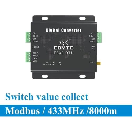 E830-DTU(2R2-433L) 433MHz Modbus RTU Switch Value Acquistion 2 Channel 30dBm Wireless RF Transceivers