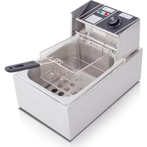 220V 2500W Automatic Commercial Electric Fryer French Fries Machine Fried Chicken Burger Snack Fried Meatballs Stainless Steel