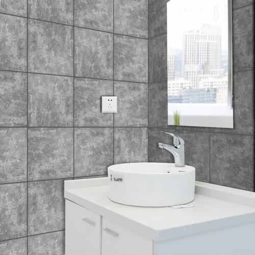 Funlife Self adhesive Waterproof PVC Gray Grunge Tiles Floor Furniture bathroom Kitchen Tile Sticker Home Decor Wall Decal TS037