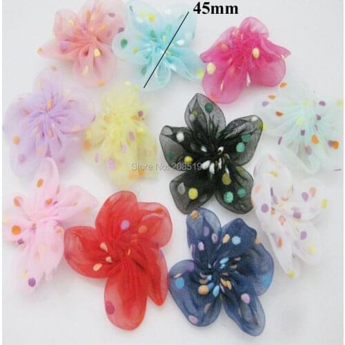 FZNNNW About 4CM Organza Sheer Ribbon flowers Mix 100pcs DIY skirt clothes accessories