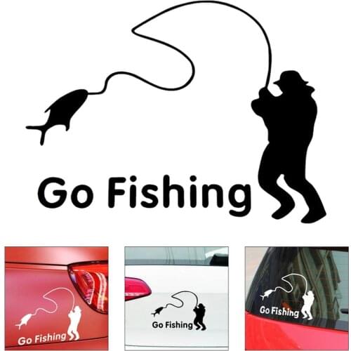 Go Fishing Car Stickers Funny Auto Vinyl Decals And Sticker Car Styling Fish Sticker Fisherman Decals For Car Audi Accessories