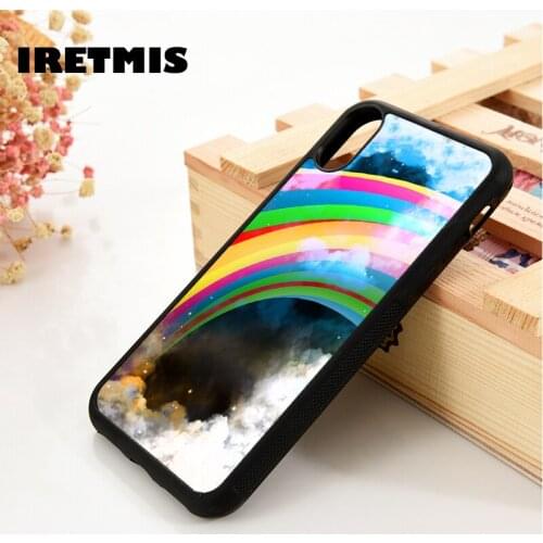 Iretmis 5 5S SE 6 6S Silicone phone case cover for iPhone 7 8 plus X Xs 11 Pro Max XR Rainbow clouds stars clouds girly graphic