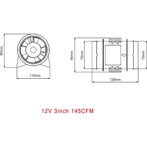 Boat Marine Bilge Electric Caravan Air Blower Fan, 145CFM, Low Power Fans