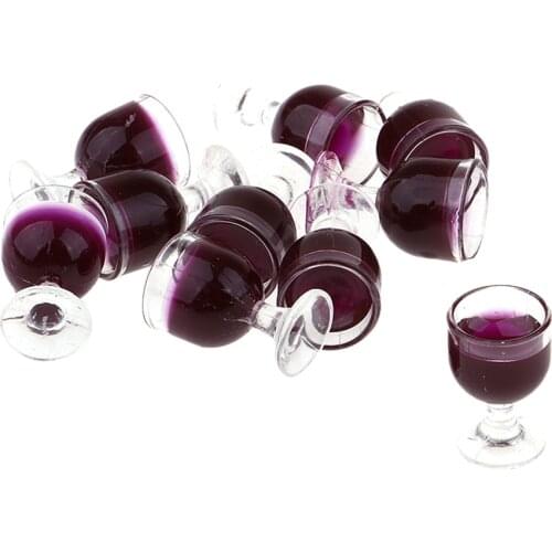 10 Pieces Mini Wine Red Wine Glasses Champagne Cup Goblet Model Food Groceries Dollhouse Life Scenes Decoration Accessories