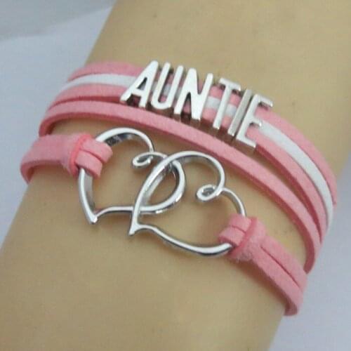 Fashion AUNTIE bracelets charm love pink bracelets best auntie gift jewelry