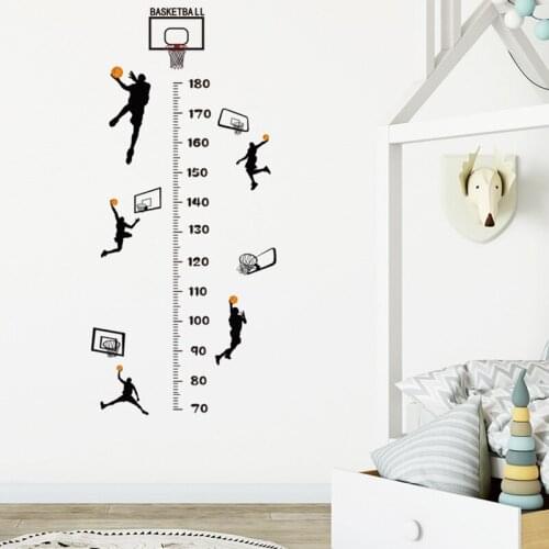 Cartoon Basketball Height Measure Wall Sticker For Kids Room Children Boy Room Decoration Height Chart Decals Wall Art Stickers