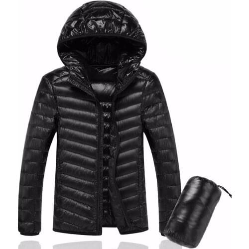 2021 Men Hooded Wihite Duck Down Jacket Warm Jacket Line Portable Package Men Pack Jacket Thin and Light Mens Down Coat
